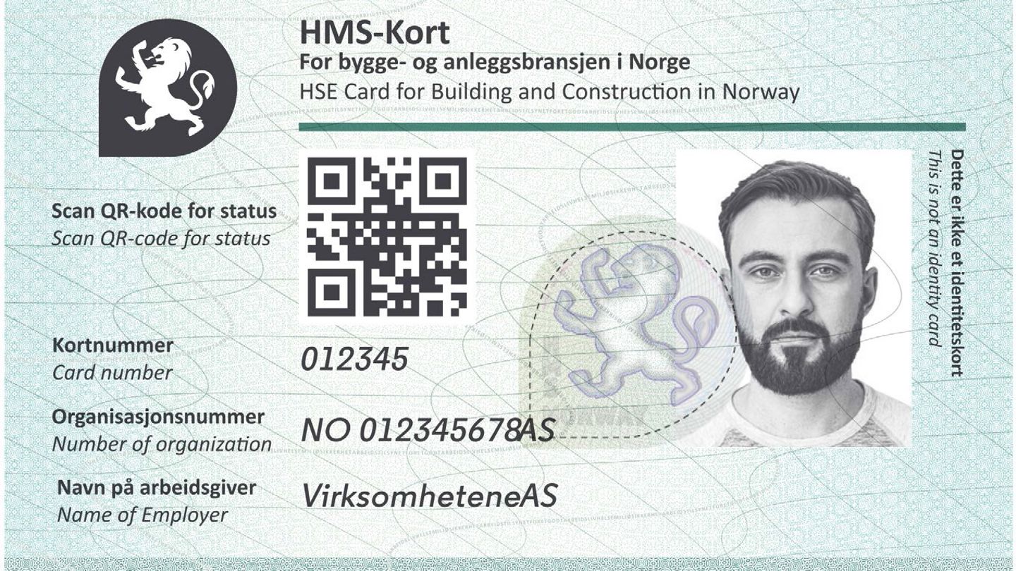 Bilde av et generisk HMS-kort for bygg og anlegg